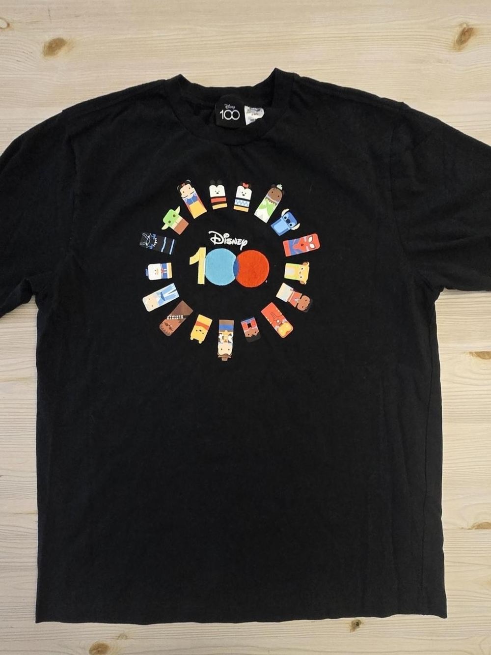 Disney Black Tee with Colorful Disney 100 Circle Graphic